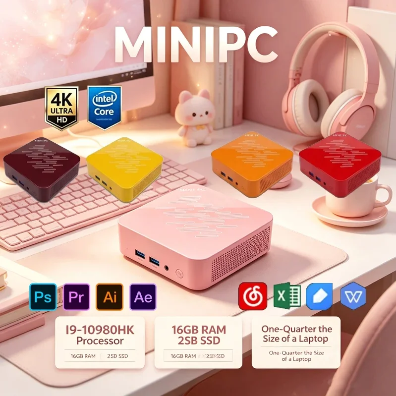 Light Pink Mini PC Intel I9‑10 - Pc Gaming Pink ulasan dan harga